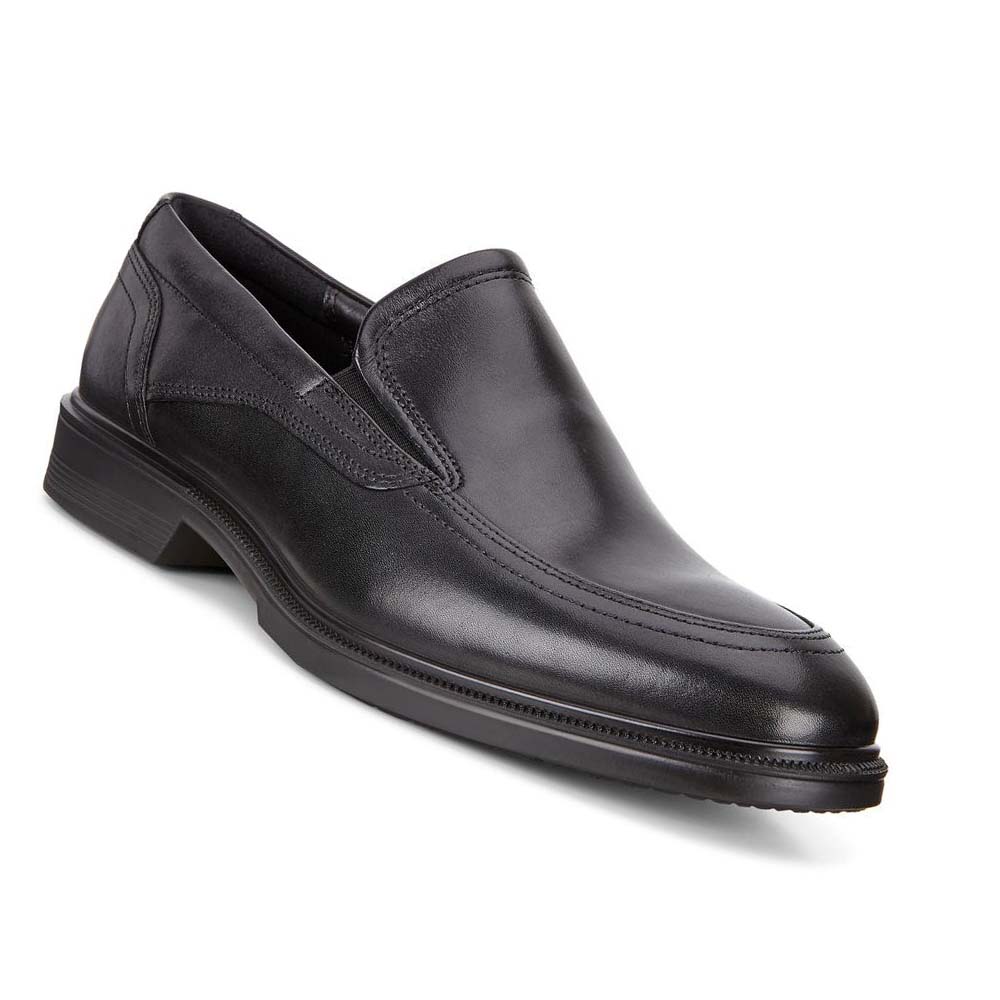 Men's Ecco Lisbon Apron Slip On Dress Shoes Black | USA 519FDN